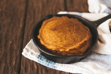 homemade pancakes in a stack 