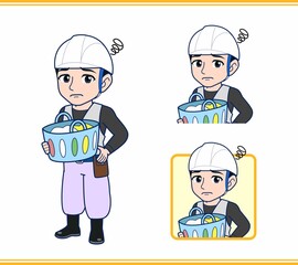 工事現場にいる作業員の男性