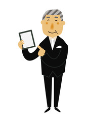 人物の素材。
パーティーのイメージイラスト。
フォーマルスーツのシニア男性。
