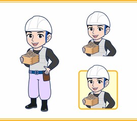 工事現場にいる作業員の男性