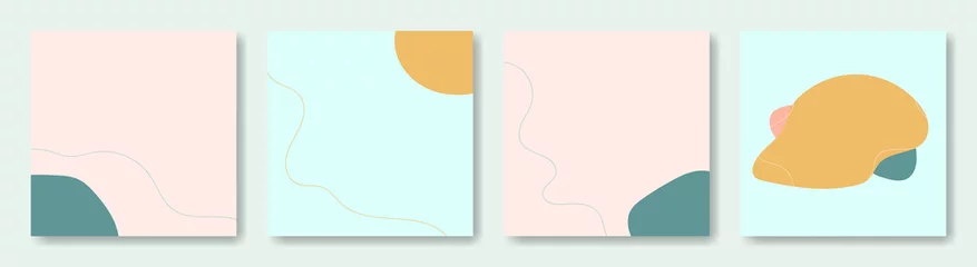 Reihe von quadratischen abstrakten Hintergründen für Social-Media-Beiträge. Linien, Wellenformen, Frühlingsfarben. Vektor minimalistische Vorlagen mit Platz für Text © Sergio