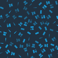 Set Game console with joystick, Video game, Racing simulator cockpit and Sword for on seamless pattern. Vector.