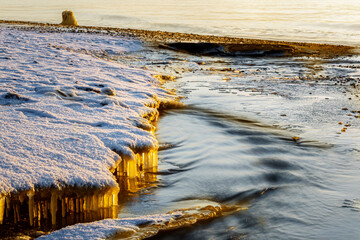 frozen sea with ice and snow