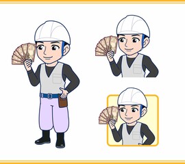 工事現場にいる作業員の男性