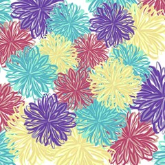 background with flowers turquoise yellow red blue