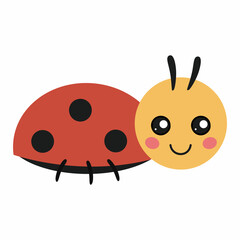 Fototapeta premium A cute ladybug for a children's book. A small beetle with big eyes. Vector illustration in the style of a cartoon for a children's book.