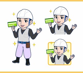 工事現場にいる作業員の男性