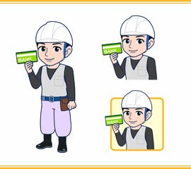 工事現場にいる作業員の男性