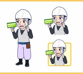 工事現場にいる作業員の男性