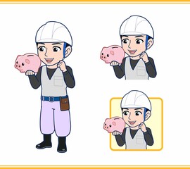 工事現場にいる作業員の男性