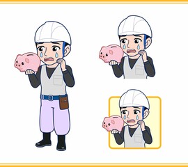 工事現場にいる作業員の男性