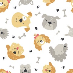 Obraz premium cute puppy seamless pattern on white background