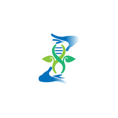 DNA with Leaf Logo Design Concept Vector. Creative Leaf With DNA Logo Template. Icon Symbol