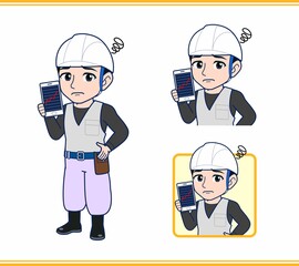 工事現場にいる作業員の男性