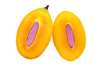 Sweet yellow Marian plum thai fruit on white background. (Tropical Thai Fruit. Maprang, Marian plum, Gandaria)