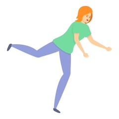 Fototapeta na wymiar Careless walk woman icon. Cartoon of careless walk woman vector icon for web design isolated on white background