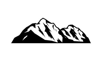 Mountain silhouette. Rocky mountain icon or logo. Vector illustration.