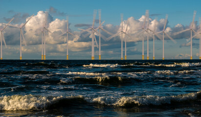 Wind turbines in an offshore wind farm