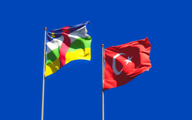 Flags of Turkey and CAR Central African Republic.