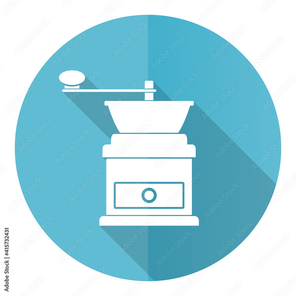 Aufkleber Retro coffee grinder blue icon, flat design vector illustration in eps 10 for webdesign and mobile applications