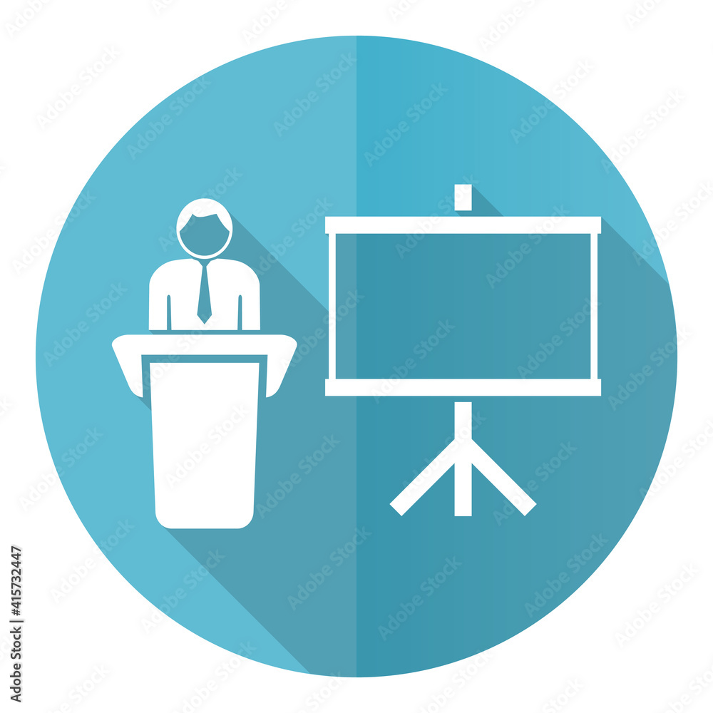 Poster Seminar and training blue icon, flat design vector illustration in eps 10 for webdesign and mobile applications