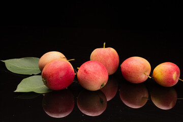 Chinese northeast specialty apple fresh small sand fruit in solid background