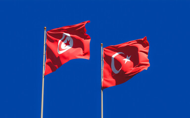 Flags of Tunisia and Turkey.