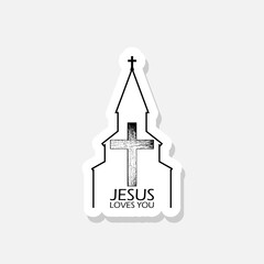 Jesus loves you sign sticker icon