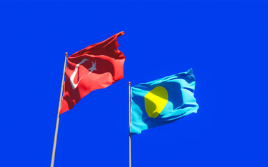 Flags of Palau and Turkey.