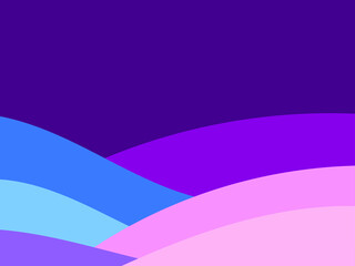 Colorful landscape in a minimalistic style. Plains and mountains, fields and meadows. Typographic boho decor for prints, posters and interior design. Mid-century modern decor. Vector illustration