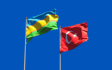 Flags of Karakalpakstan and Turkey.