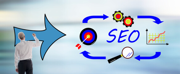 Seo concept drawn by a man