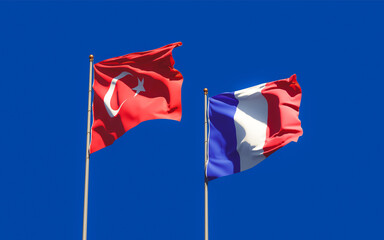 Flags of France and Turkey.