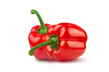 Two ripe bell peppers. Isolated on a white background.