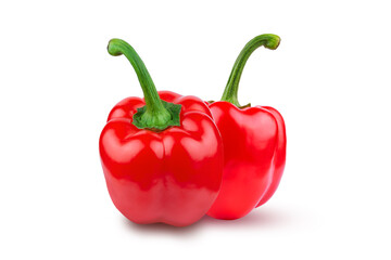 Two ripe bell peppers. Isolated on a white background.
