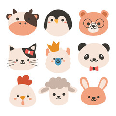 Set of hand drawn vector animals. illustration for sticker, label, tag, gift wrapping paper, design for kids