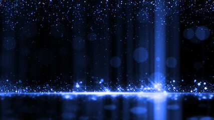 Dark Blue Particles Night Awards Background. Abstract Blue Particle Glitter Luxury Background.
