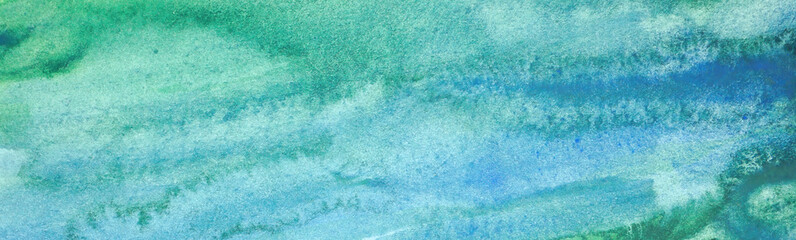Blue green aquarelle. Hand painted watercolor background. Beautiful turquoise abstract watercolor...