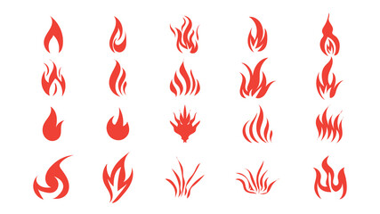 Flame set red hot campfire isolated on white background , Vector illustration EPS 10