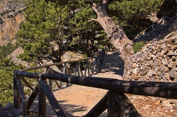 Hiking track in Samaria Gorge on Crete in Greece, Europe
