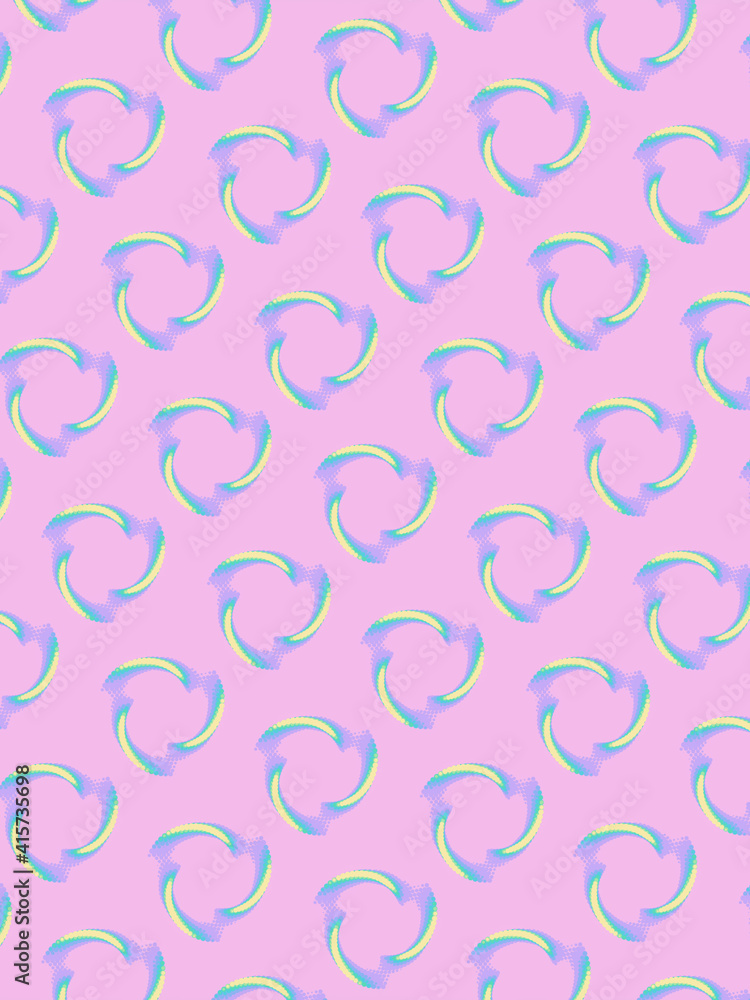 Aufkleber abstract multicolored geometric pattern of impossible circular shapes on pink background 3d render d