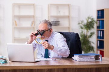 Old businessman employee in budget planning concept