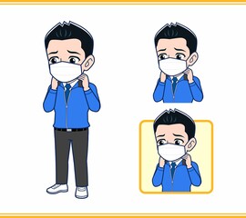 青いジャンバーを着たサラリーマン