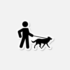 Dog walker black glyph sticker icon