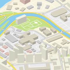 City map navigation, color paper design background, flat drawing schema, 3D simple city plan GPS navigation on paper city map. Route of delivery check point graphic