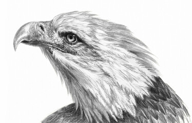 Realistic freehand drawing. Eagle head isolated on a white background. Monochrome illustration
