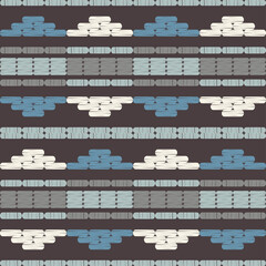 Fototapeta premium Mosaic with geometric shapes. Seamless pattern. Design with manual hatching. Textile. Ethnic boho ornament. Vector illustration for web design or print.