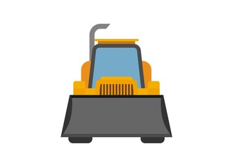 Bulldozer vehicle. Front view. Simple flat illustration