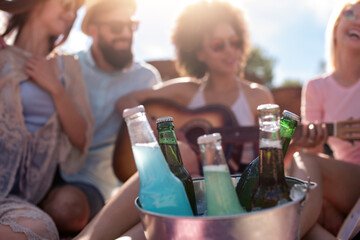 Friends having fun on the beach