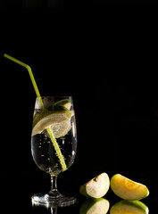 Drink, cocktail in a glass on a black background